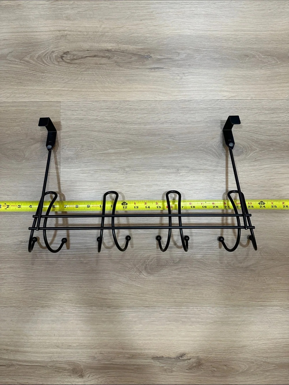 Over-the-Door 12-Hook Metal Wall Rack - Black
